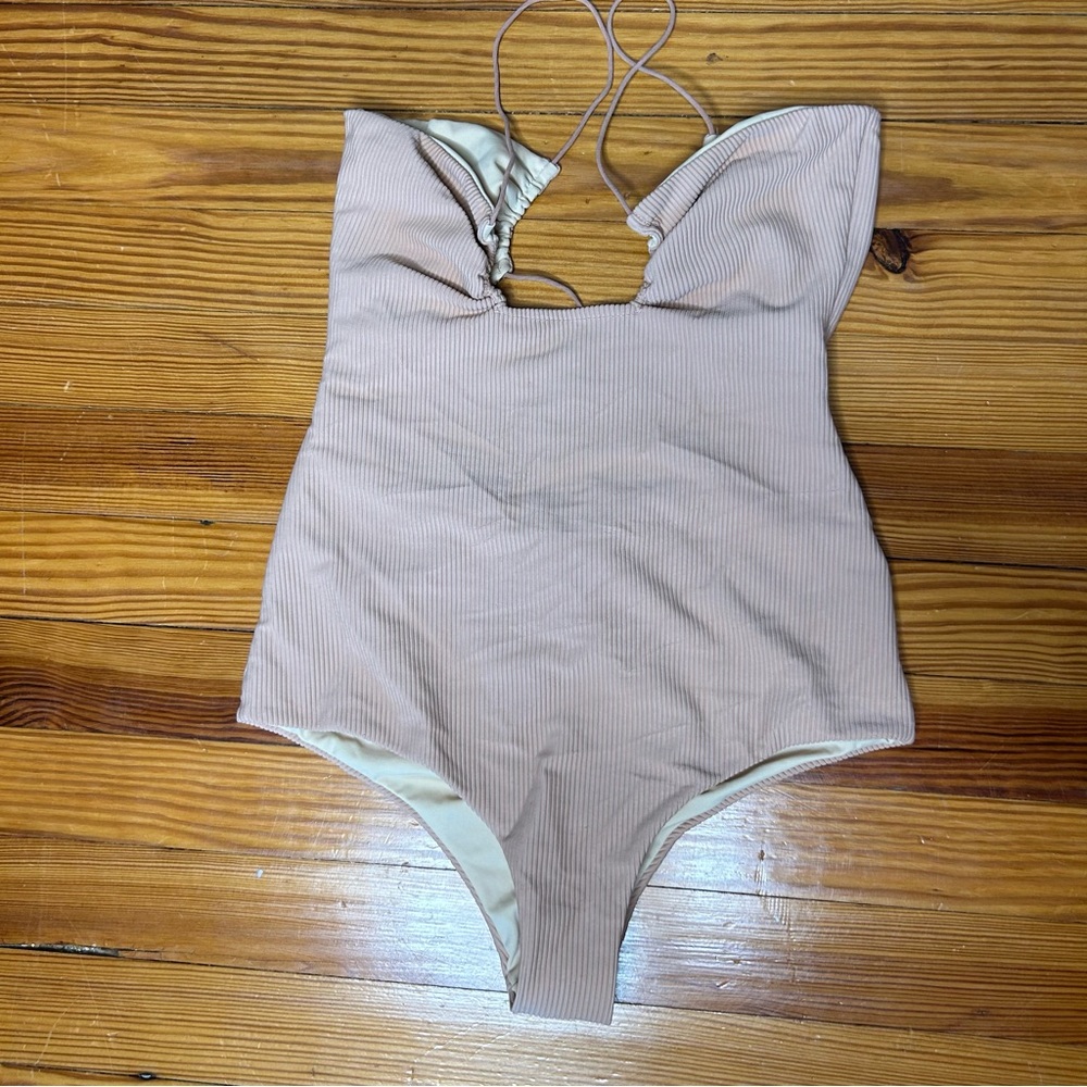 NWT Lolli Swim Nude Ribbed One Piece Swimsuit